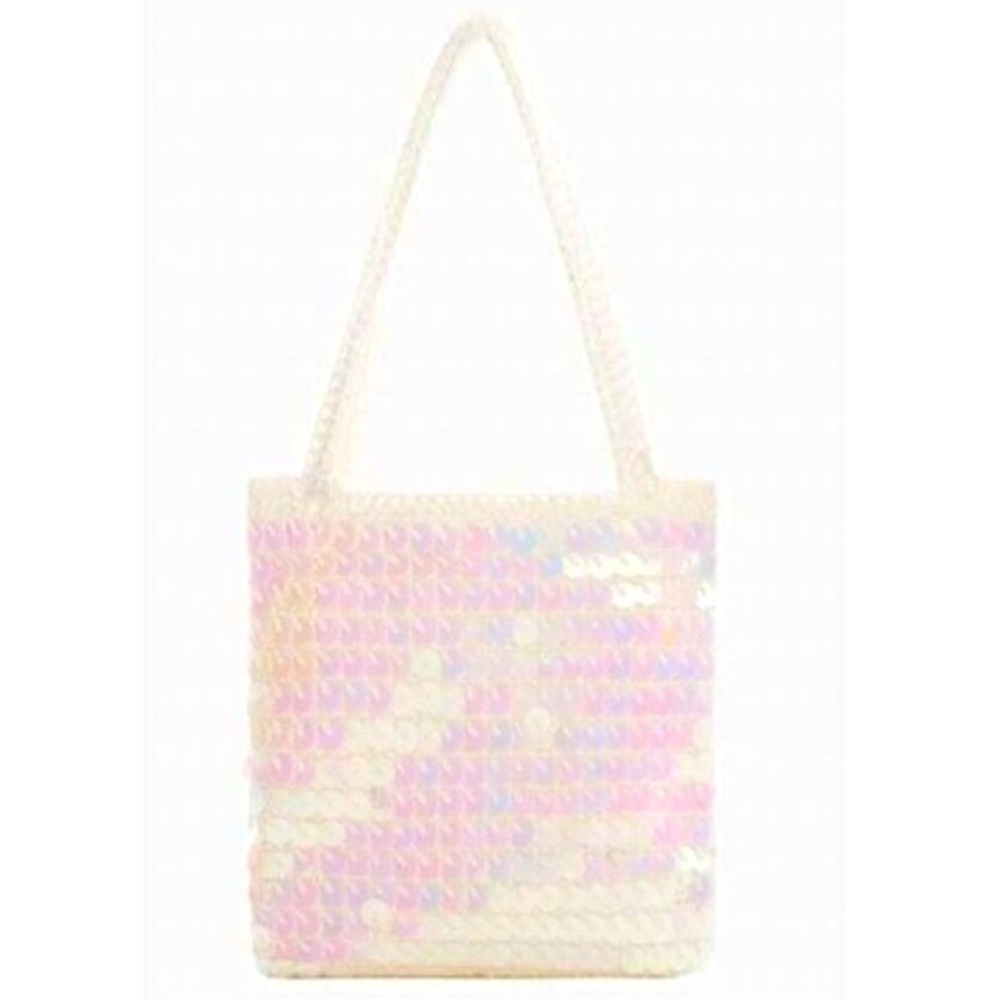 NEW Mango Sequin Crochet Tote Mini Bag